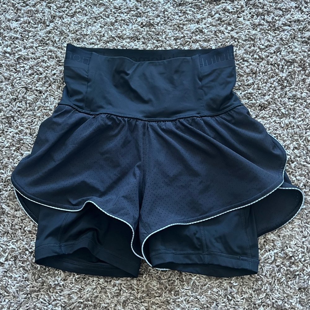 Lululemon Athletica black running shorts with spandex